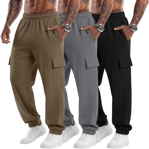 Velvelhall 3 Pack Men's Cargo Joggers Baggy Sweatpants 3Color XL by Velvelhall - Used condition - US$49.34