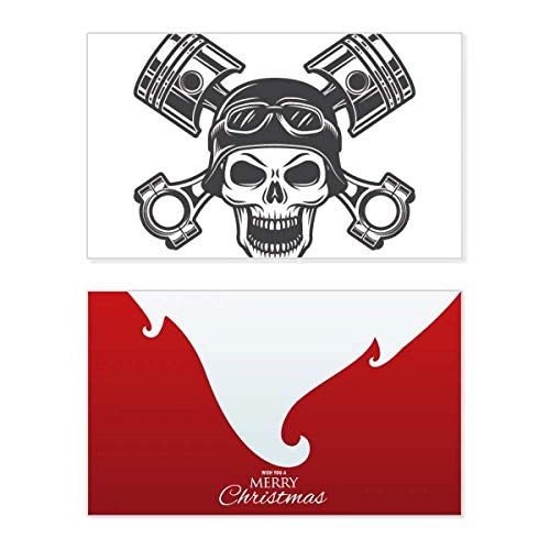 Carte de Noël Squelette Moto avec lunettes pour message vintage festif