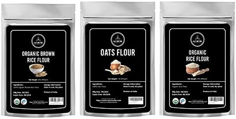Naturevibe Botanicals Brown Rice Flour 2lbs Oats Flour 1lb and White Rice Flour 2lbs| Flours combo