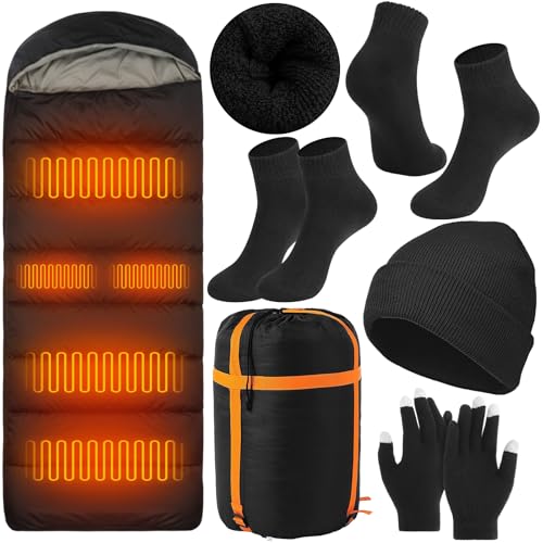 5 Pack Heated Sleeping Bag with Beanies and Gloves