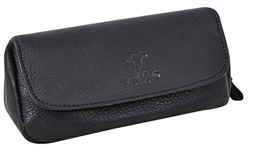 Preisvergleich Produktbild Pfeifentasche Tabaktasche Pfeifenbeutel Tabakbeutel Innenstoff aus Naturkautschuk Schwarz Leder