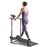Sunny Health & Fitness Compact & Foldable Treadmill, Non-Slip Surface, Optional Dual Mode Walking/Running, Non-Electric Fixed Incline, Smart Bluetooth Connection with SunnyFit App-SF-T1407SMART