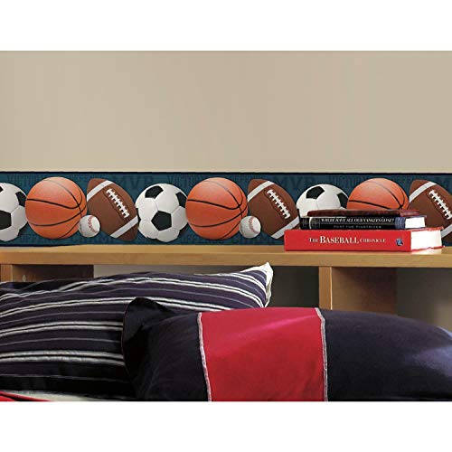 Roommates Rmk11503Bd Sports Balls Peel And Stick Wallpaper Border, Blue, Orange #TOP4