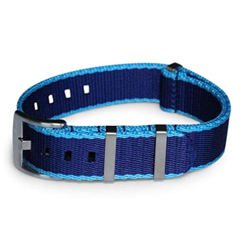 AlphaShark by BluShark Luxury Seat Belt Nylon Blu Lagoon Watch Strap (Blue, 22mm)