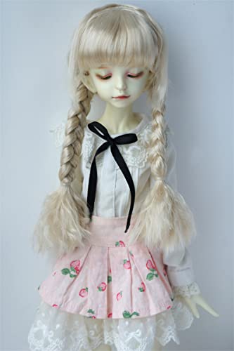 JD691 MSD 7-8inch Twins Long Braids Full Bang Synthetic Mohair Doll Wigs (Blond)