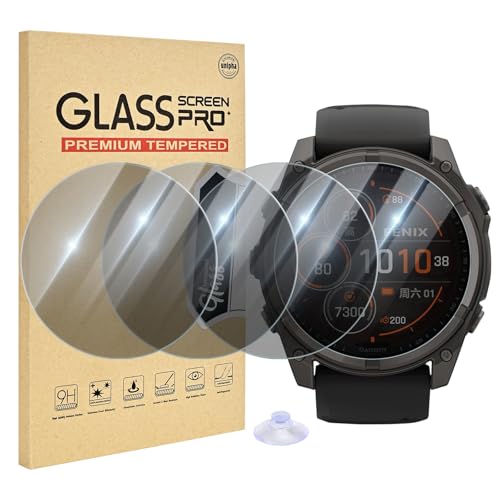 Image of 4 Pack Compatible for Garmin Fenix 8 47mm Screen Protector, Privacy 9H Tempered Glass Protective Film for Fenix 8 Solar Watch Screen Protector 47mm, Anti-scratch & Sensitive Touch