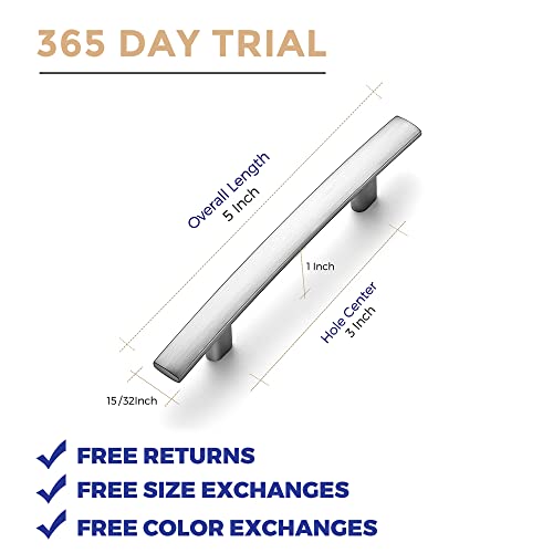 Ravinte 10 Pack Cabinet Handles Brushed Nickel Cabinet Pulls Kitchen Cabinet Handles,Curved Drawer Pulls In 5-3/16 Inch Length With 3 Inch Hole Center Arch Kitchen Cabinet Hardware #TOP2