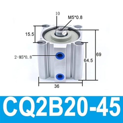 Vérin pneumatique compact à structure double effet CQ2B sans aimant