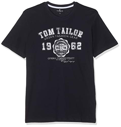 Preisvergleich Produktbild TOM TAILOR Herren T-Shirt mit Logo Print, Größe:3XL, Farbe:Knitted Navy (10690)