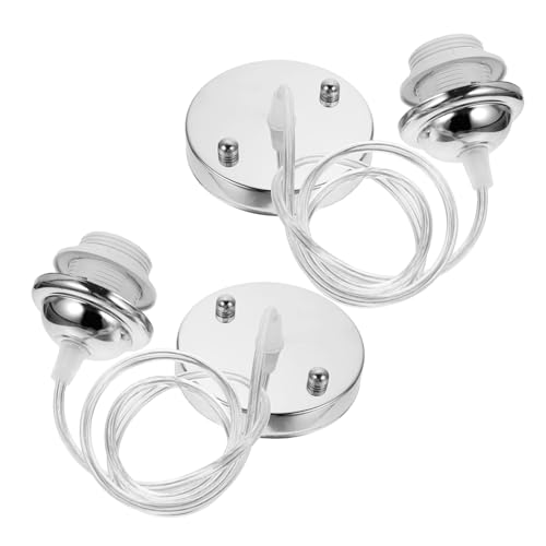 Hemobllo Douille Ampoule à Vis E27 Métallique Chromée 1 Mètre Câble Réglable Pour Luminaire Suspendu Industriel, Support Plafond Ajustable Pour Led Halogène, Lot De 2 Pièces Pour Maison Et Bureau