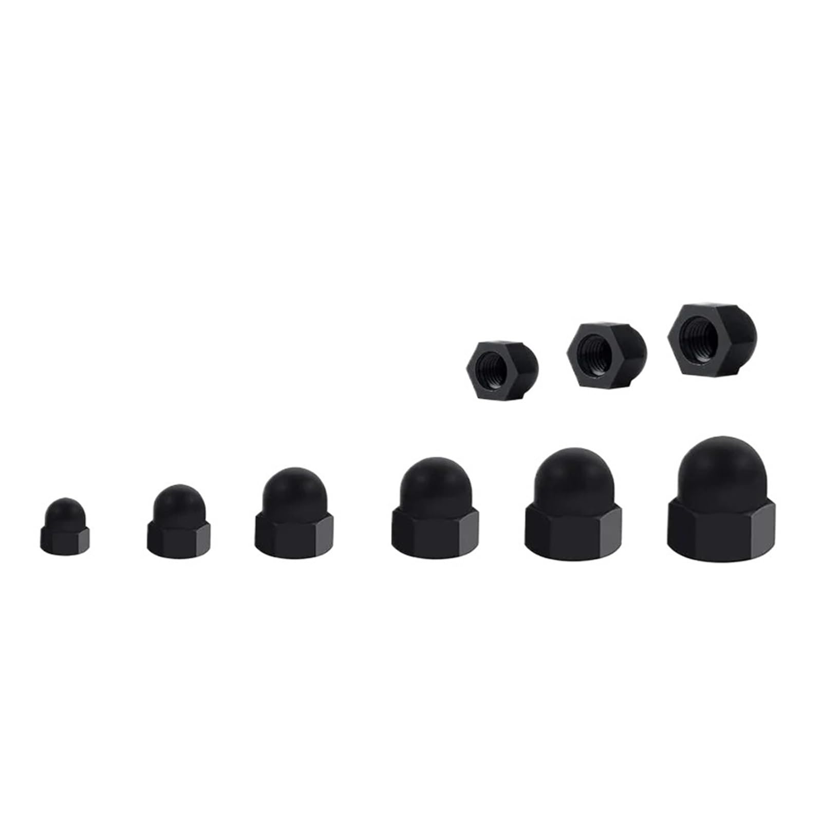 Sechskant Hutmutter Edelstahl Schwarze Nylon-Hutmutter | Sortiment M3-M10 Kuppel-Sechskantmuttern-Set, Box for Bolzen, Schrauben, DIY-Reparatur