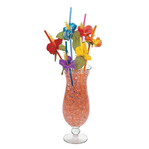 36 Colorful FLOWER HIBISCUS Straws/LUAU PARTY DECOR/Tropical Polyester Florals/3 Dozen/TABLE Beverage DECORATIONS