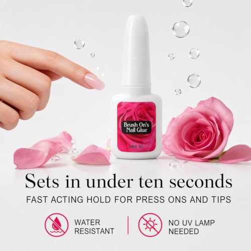 Image of RIANZ Super Strong Nail Glue for Press On Nails, 10ml Brush On Nail Glue for Acrylic Nails, Fake Nails & Nail Tips & Extension Durable & Long-Lasting, Easy Application, Mess-Free & Travel-Friendly (1)