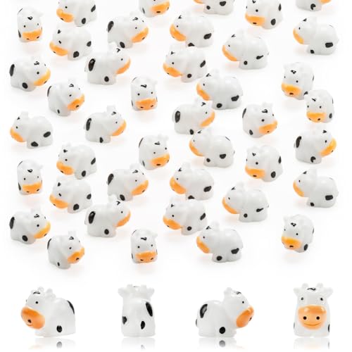 Nxyupv 100 Pcs Mini Vache Figurines Résine Vache Miniature Animaux Figurines Fée Jardin Miniature Mousse Paysage DIY Artisanat Facile à Utiliser