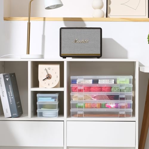 Image of 6 Pack Large Plastic Storage Boxes with Lids, Craft Jewelry Life Item Organizer for Puzzles, Pens, Rings, Needle and Thread, Nail Polish, Remote Controls