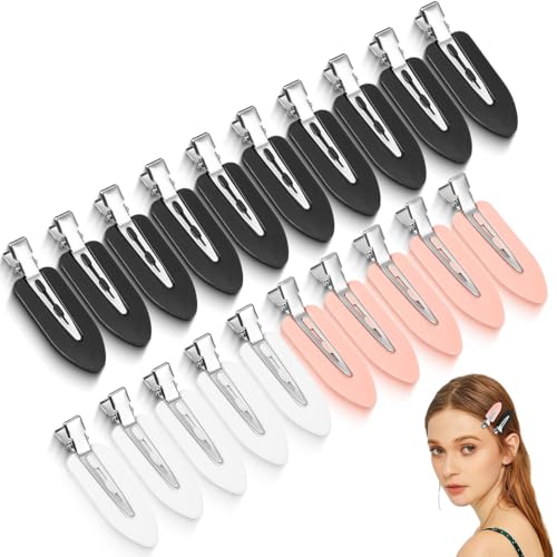 Image of 20 Pieces No Crease Hair Clip No Bend Clips Hair Clips Curl Pin Clips Makeup Hairpin for Makeup Bangs Finger Waves Application Hairdressing Hairpins for Girl Women (Black, White, Pink)