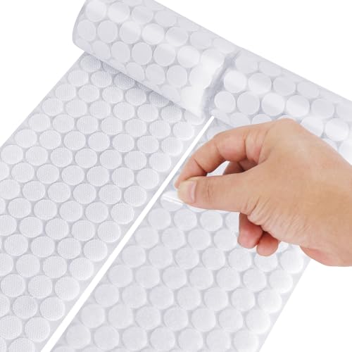 Self Adhesive Dots - 1200pcs (600 Pairs) 0.59 Diameter Waterproof Sticky Back Hook Dot Loop Dot for School Office Home Mounting Arts & Crafts (White)