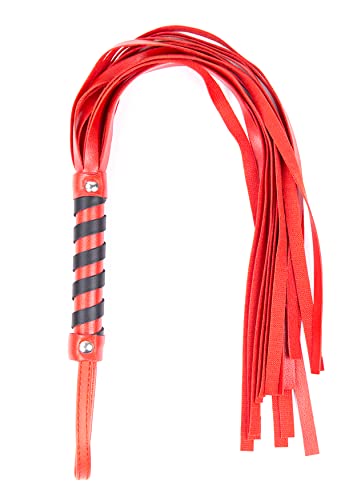 FLODISE Horse Riding Whip, Faux Leather Crop Whip for Horse Training, 17 inch, Red