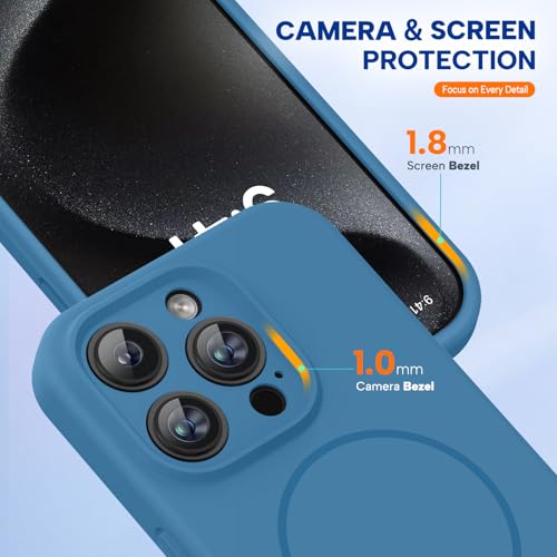 Image of Miracase Magnetic for iPhone 15 Pro Max Case, [Soft Anti-Scratch Microfiber Lining], Compatible with MagSafe, Liquid Silicone Case Shockproof Drop Protection Phone Case for 15 ProMax, Capri Blue