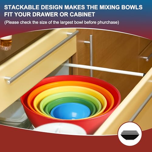 Greentainer Plastic Mixing Bowls with Lids Set 12 Piece Colorful Mixing Bowl Set for Kitchen - Nesting Bowls, 6 Prep Bowls and 6 Lids - Microwave and Freezer Safe(Rose) - Image 4