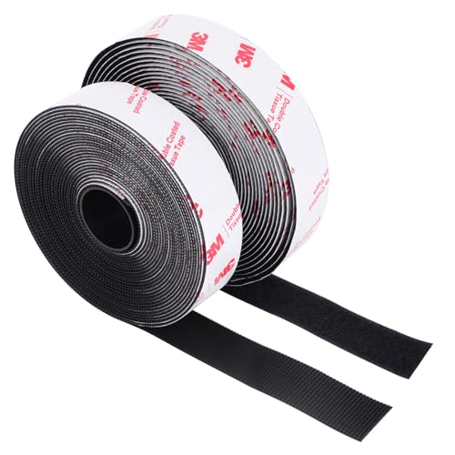 Hook and Loop Tape 1in x 20ft Heavy Duty Adhesion Strip Slef Adhesive Interlocking Tape Back Adhesive Mounting Strips Reclosable Sticky Back Interlocking Nylon Picture Hanging Strips