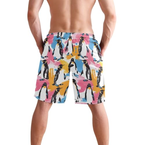 Men's Penguins Seamle Swim Trunks Novelty Beach Shorts Quick Dry Swimming Board Trunks3