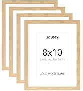 JCJMY 8x10 Picture Frame, Solid Wood Frame Set of 4, Display 5x7 with Mat or 8 x 10 without Mat, ...