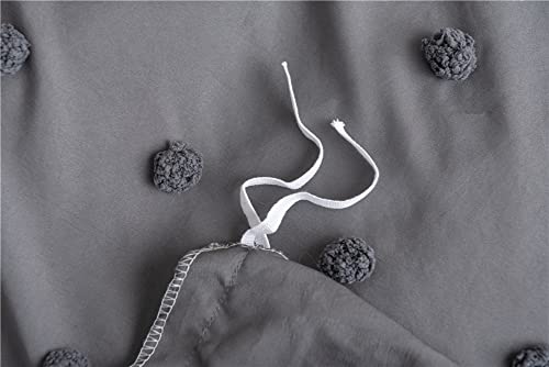 Jezivlo Tufted Duvet Cover Set Queen Size Grey Tufted Dot Bedding Set Chic Jacquard Chenille Dot Extra Soft Tufted Dot Bedding Set All Seasons Bedding Set (No Comforter) #TOP5