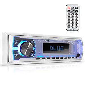Pyle Marine Bluetooth Stereo Radio – 12v Single DIN Style Boat In dash Radio Receiver System with Built-in Mic, Digital…