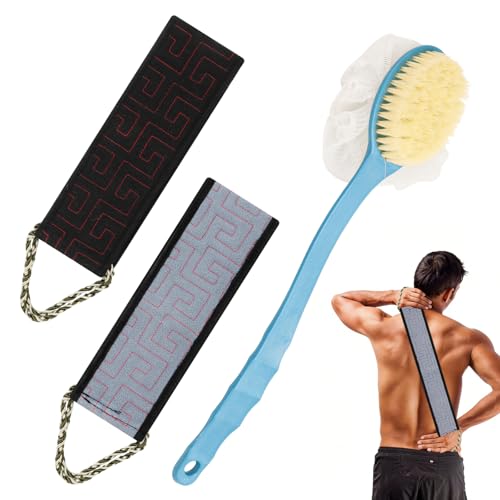 Yooyan Brosse de bain pour le dos - Avec long manche - Pour enlever la peau morte, la cellulite, améliore les fonctions lymphatiques (une brosse de bain à...