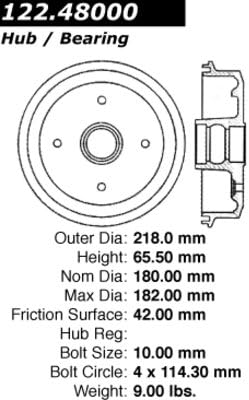 Centric 122.48000 Centric Premium Brake Drum