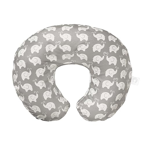 Image of Boppy Nursing Pillow Original Support, Gray Elephant Sprinkles, Ergonomic Nursing Essentials for Bottle and Breastfeeding, Firm Fiber Fill, with Removable Nursing Pillow Cover, Machine Washable