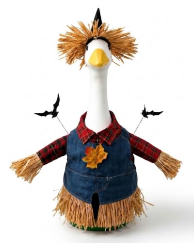 Scarecrow Porch Goose Outfits, Fall Geese Costume Fits 23" Lawn Statue