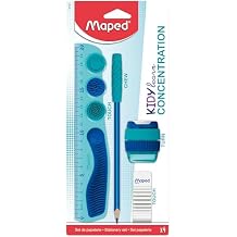 Maped -4-piece set Kidy Learn Concentration - Ruler - Pencil sharpeners - Eraser - Graphite relaxing tip - Sensory stimulation - improve concentration - recommended by teachers