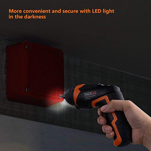 TACKLIFE SDP51DC Electric Screwdriver, 3.6V MAX 2.0Ah Li-ion Cordless Screwdriver Rechargeable, 4N.m, 33pcs Accessories, USB Fast Charging, With LED, for Mounting Furniture, Shelves, Mini-blind etc.