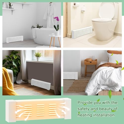 Gandeer 2 Ft Baseboard Heater Cover with Left and Right End Caps White Baseboard Radiator Covers for Bathroom Hydronic System - Thumbnail 6