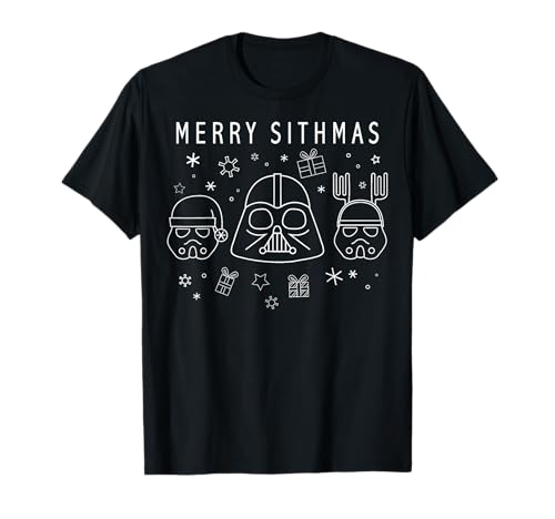 Star Wars Christmas Merry Sithmas Line Art T-Shirt