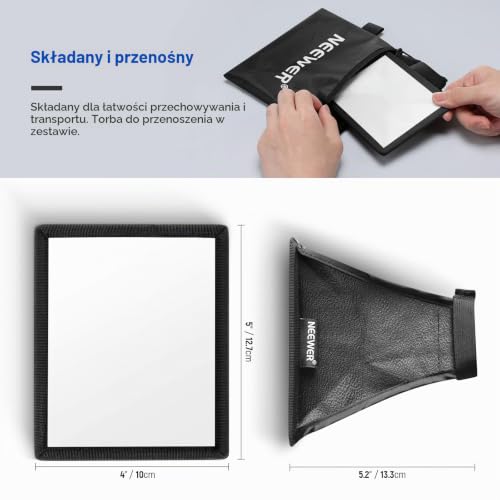 Neewer Lampa błyskowa Softbox 12.7 cm x 10.2 cm, uniwersalny, składany z etui do przechowywania, kompatybilny z Canon Nikon Sony Godox Yongnuo speedlight