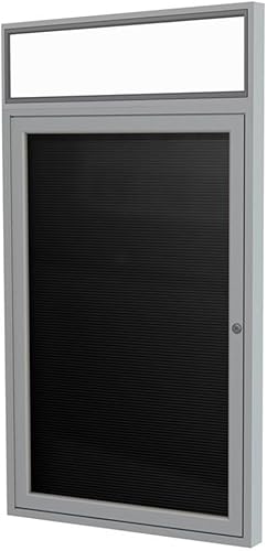 Miniatura 1 de Ghent Marco de aluminio satinado de 36 x 36 pulgadas con tablero de letras de franela cerrado, negro (PAB4-BK)