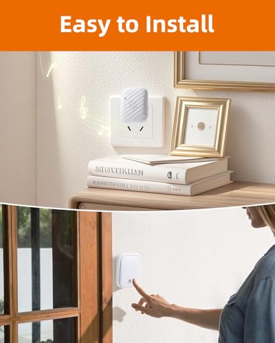 Image of Wireless Doorbell, Battery Free Door Chime, 600ft, 38 Chimes, IP68