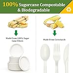 250PCS Disposable Paper Plates Set and Utensils, Compostable Dinnerware 9 and 7inch Plates, Biodegradable Paper Plates, Forks, Knives and Spoons for Party 50 People - Image 2