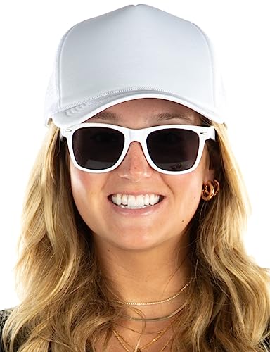 Image of Funky Junque Foam Trucker Hat, Trucker Hats for Women & Men - Blank Adjustable Snapback Mesh Back Baseball Cap