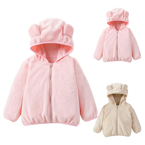 Fleece Hooded Jacket for Girls Zip Up Lightweight 𝗧𝗲ddy 𝗕ear Coat Thick Warm Windproof Outwear with Pocket3