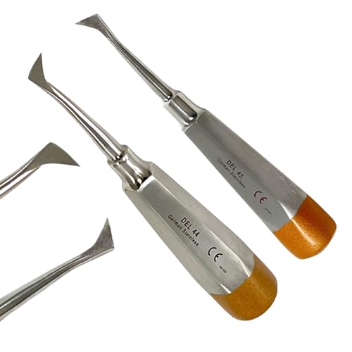 2pcs Set - Cryer Dental Root, Molar, and Tooth Elevator Pick - Single-Ended, Hollow, No. 44 & No. 45 - Premium German Stainless Steel - Autoclave-Safe