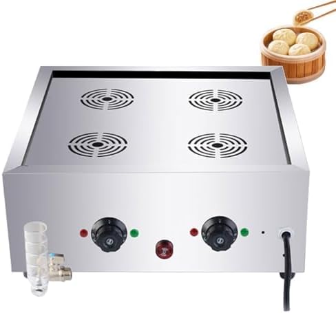 Commercial Electric Bun Steamer with Anti-Dry Alarm & Temperature Control - 2-Hole, Perfect for Home, Buffet & Restaurant Use, Keeps Buns Fresh & Warm