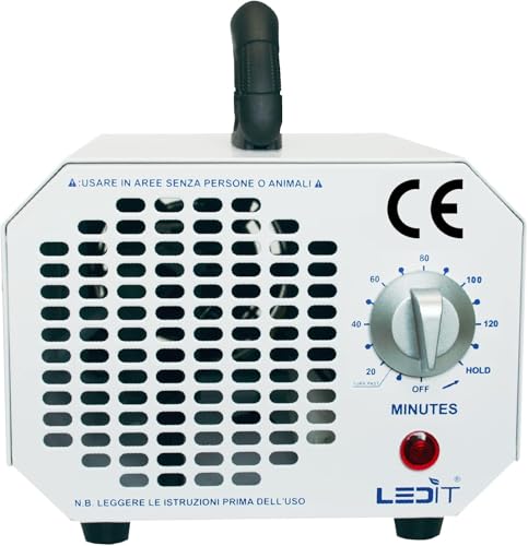 NUOVO Generatore Ozono 10000mgh Ledit - Certificato CE + Certificato CNR - Ozonizzatore progettato in Italia con Timer 120 MIN Uso Professionale e Commerciale, Manuale Istruzioni in Italiano Incluso