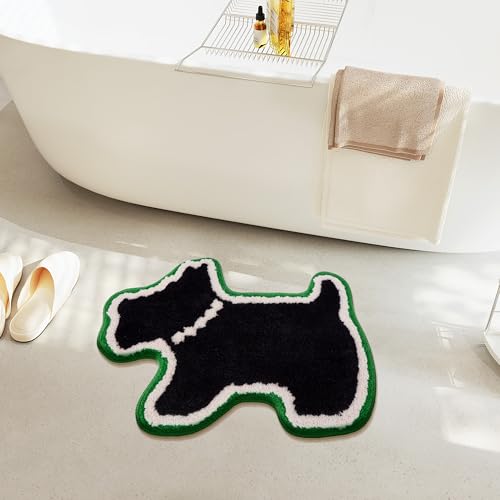 Bathroom Rug,Cute Bath Mat,Cute Dog Rug,Black Dog Shaped Small Fl...