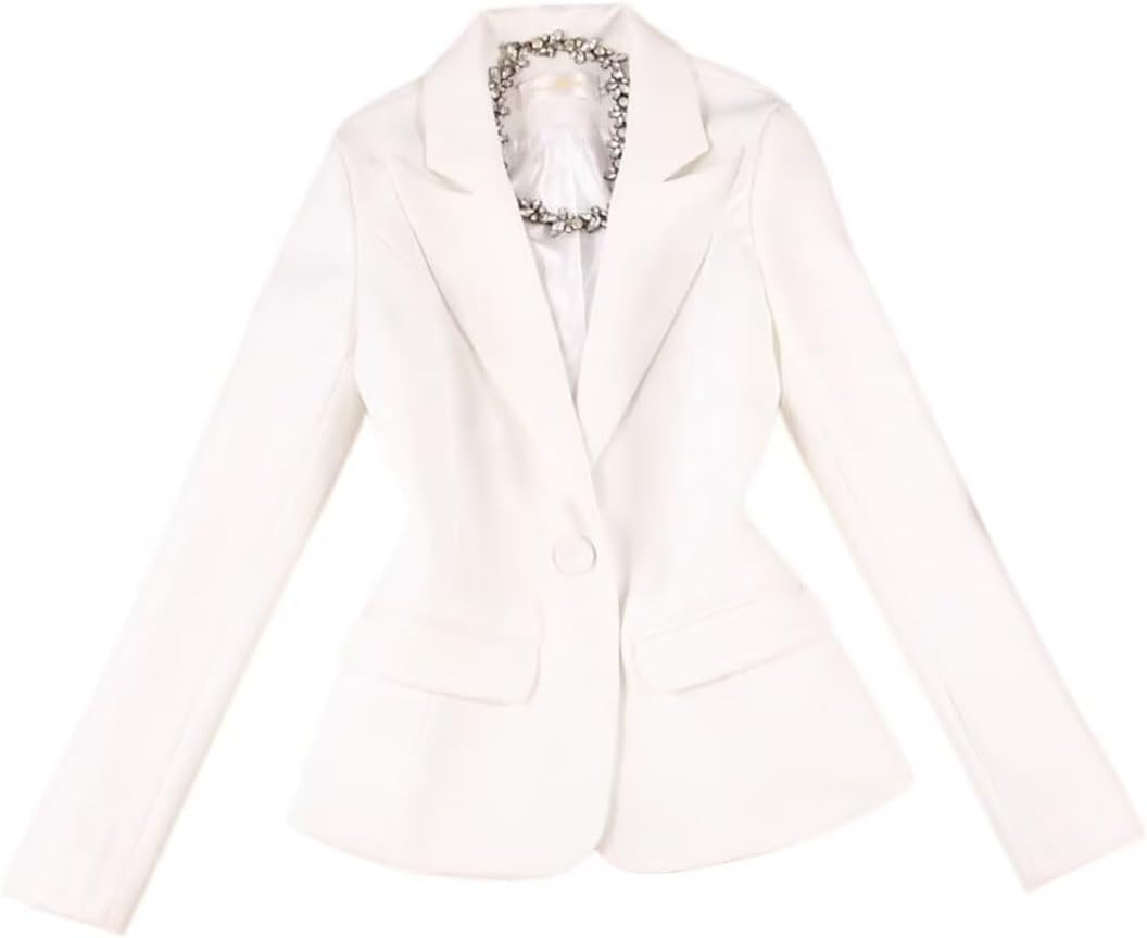 Women's Casual Blazer One Button Notch Lapel Open Front Long Sleeves Business Office Work Suit Jacket