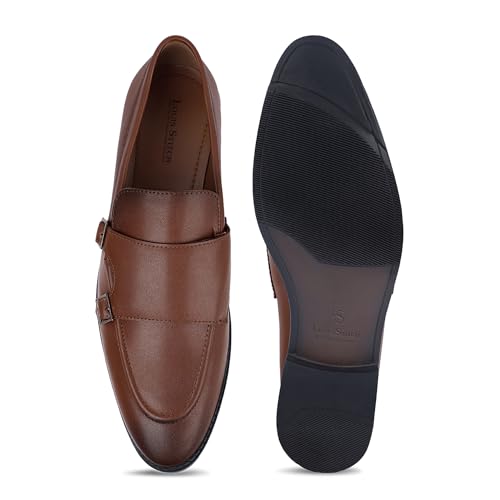 Image of LOUIS STITCH Oxford Formal Shoes for Men | Slip-on Monk Style | Office Shoes for Men | Ideal for Business, Casual, Parties | Solid Russet Tan UK Size 07 (LSRG FM)