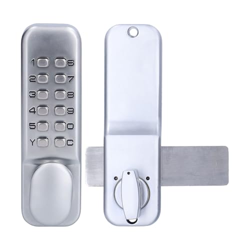 Digital Door Lock, Deadbolt Mechanical Combination Lock, Chrome Latch Keyless Entry Door Lock, Anti Theft Codes Lock for Bidirectional Gate Glass Door